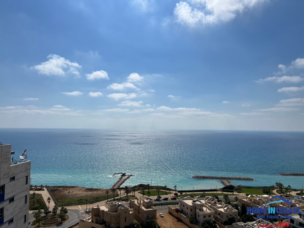 Panoramic Mediterranean sea view from high rise apartment in South Netanya