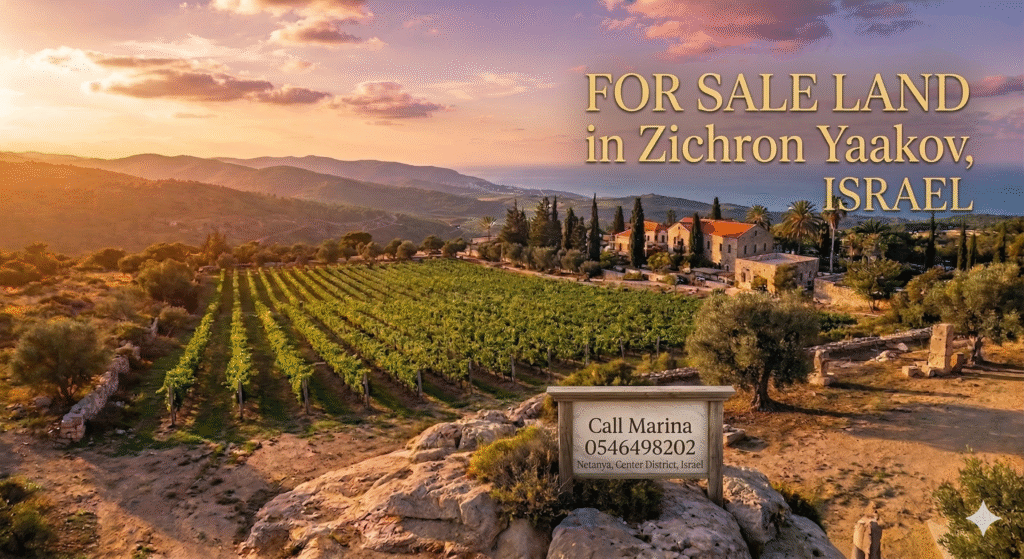 Land for sale in Zichron Yaakov: a plot in Havat HaBaron with a private title deed (Tabu) in a prestigious location.