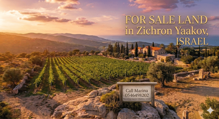 Land for sale in Zichron Yaakov: a plot in Havat HaBaron with a private title deed (Tabu) in a prestigious location.