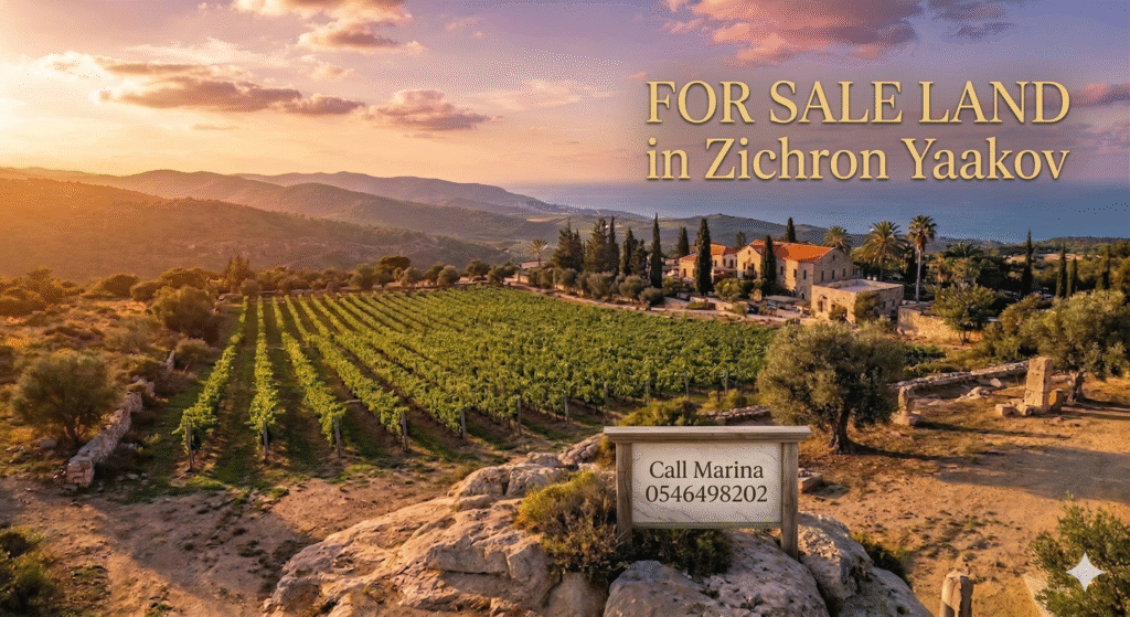 קרקע למכירה בזכרון יעקב: שטח בחוות הברון עם טאבו פרטי במיקום יוקרתי.