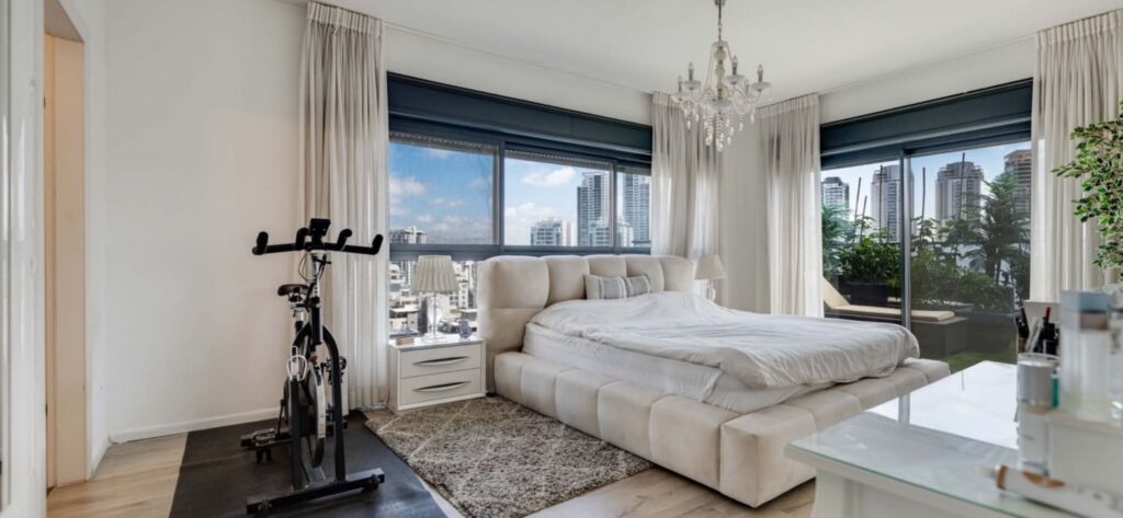 Master bedroom suite in luxury duplex penthouse Netanya