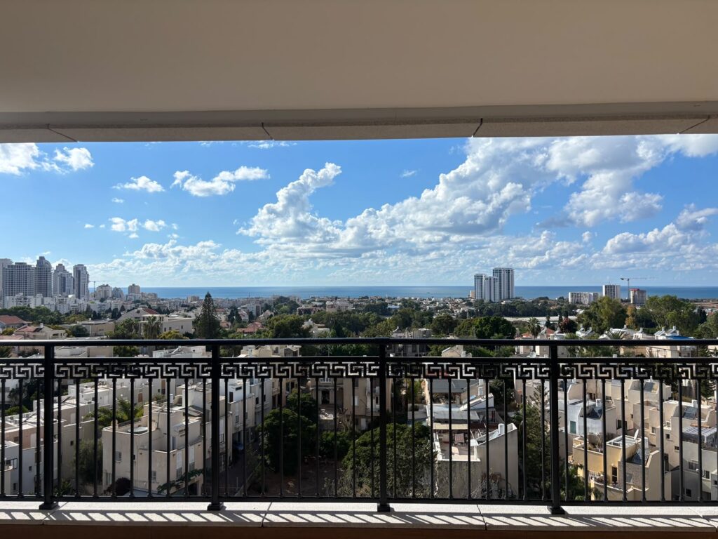 Direct open sea view from the 10th-floor sun terrace at Briga Einstein Netanya